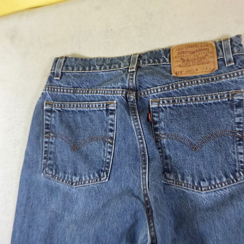 Levis 512 Slim Fit Straight Leg Blue Denim High Rise Jeans Vintage 7707